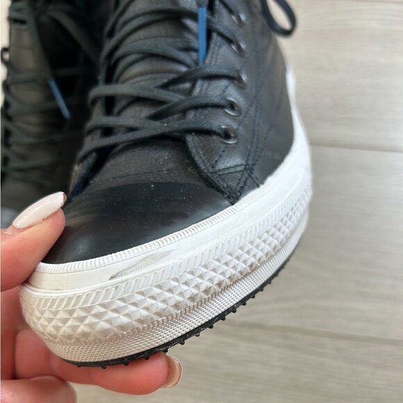 Converse Chuck Taylor All Star Leather Waterproof Boot Quilted Black Blue Jay - Picture 9 of 13